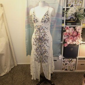 Free People Ivory Floral and Lace Maxi